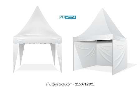 white trade tent isolated or trade tent mobile advertising marquee protection from sun and rain. 