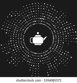 White Traditional Japanese tea ceremony icon isolated on grey background. Teapot with cup. Abstract circle random dots. Vector Illustration