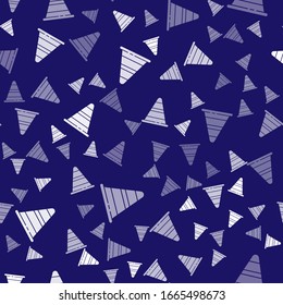 White Traffic cone icon isolated seamless pattern on blue background.  Vector Illustration