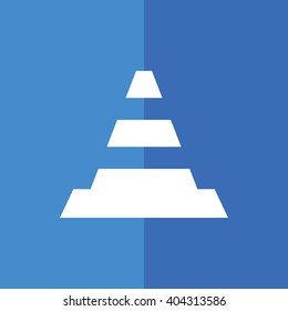 White traffic cone vector icon. Blue background