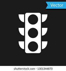 White Traffic light icon isolated on black background. Vector Illustration
