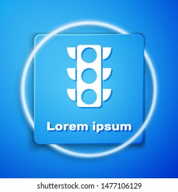 White Traffic light icon isolated on blue background. Blue square button. Vector Illustration