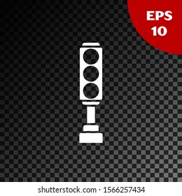 White Traffic light icon isolated on transparent dark background.  Vector Illustration