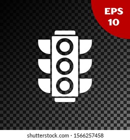 White Traffic light icon isolated on transparent dark background.  Vector Illustration