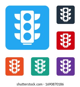 White Traffic light icon isolated on white background. Set icons in color square buttons. Vector Illustration