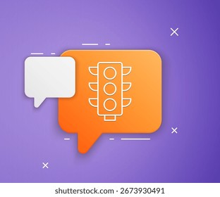 White Traffic light icon isolated on purple background. Orange speech bubble symbol. Vector