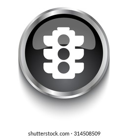 White Traffic Light symbol on black web button