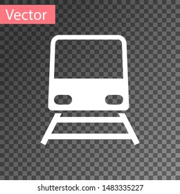 White Train icon isolated on transparent background. Public transportation symbol. Subway train transport. Metro underground.  Vector Illustration