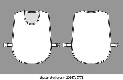 White Training Bib Vest Template On Gray Background.Front and Back View, Vector File