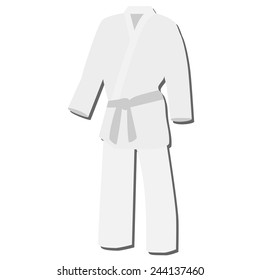 White training kimono with grey belt karate sport vector isolated