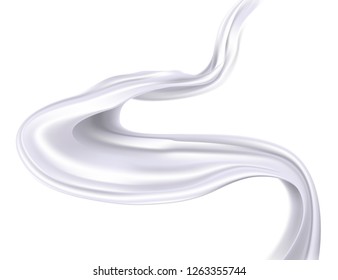 White translucent fabric floating on transparent background, vector illustration.