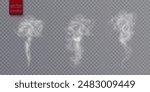 White translucent smoke steam cloudiness fog smog background. Vector special overlay effect isolated on transparent background for web design and illustrations.