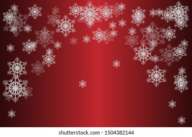 White translucent snowflakes on a red gradient background. Winter, snow, christmas, holiday.