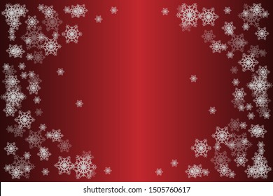 White translucent snowflakes on a red gradient background. Winter, snow, christmas, holiday.