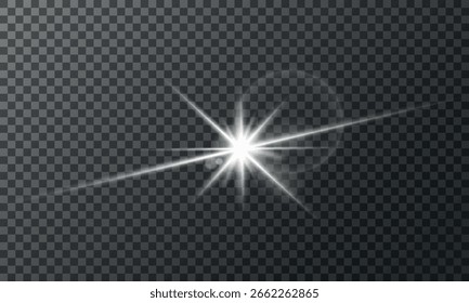 Luz brillante transparente blanca. Brillo de gradiente de brillo transparente, destello brillante. Ilustración vectorial.