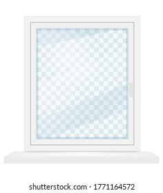 White Transparent Plastic Window With Window Sill Vector Illustration Isolated On Background