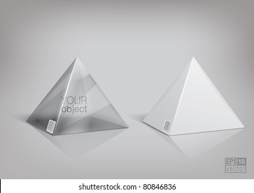 White and transparent  pyramid package for new design. Eps10 vector