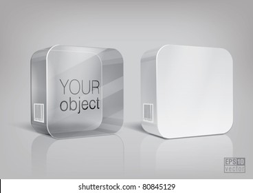 White And Transparent Rectangle Package With Rounded Corner, For New Design. Eps10 Vector