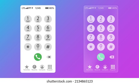 White and transparent smartphone dialing screen