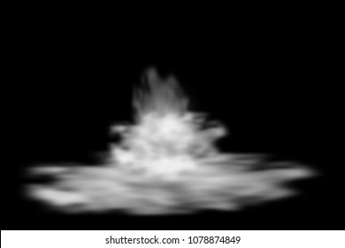 White transparent smoke cloud. Steam explosion special effect. Realistic vector fire fog or mist texture .
