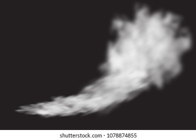 White transparent smoke cloud. Steam explosion special effect. Realistic vector fire fog or mist texture .