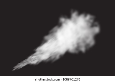 White transparent smoke cloud. Steam explosion special effect. Realistic vector fire fog or mist texture .