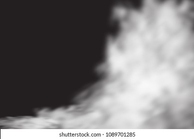 White transparent smoke cloud. Steam explosion special effect. Realistic vector fire fog or mist texture .