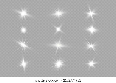 Weißer transparenter Sterneneffekt. Starlight-Effekt, Flare.