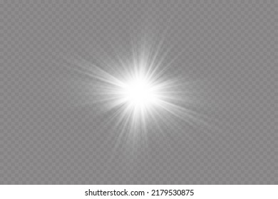 White transparent stars light effect. Starlight effect, flare.