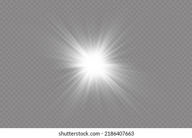White transparent stars light effect. Starlight effect, flare.