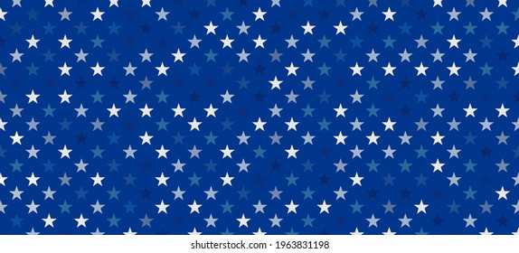 White transparent stars on blue background