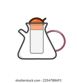 White transparent tea pot with orange lid made of glass 