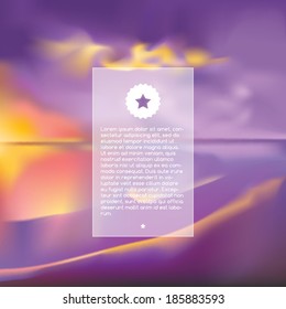 White transparent text frame on an abstract blurred beach landscape vector illustration