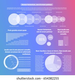 White transparent Vector set of Infographic elements for your documents and reports on gradient background.