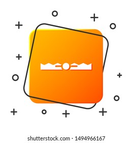 White Trap hunting icon isolated on white background. Orange square button. Vector Illustration
