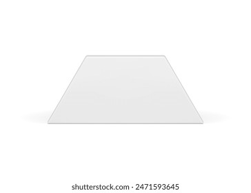 White trapezoid regular foundation block 3d slim element vertical wall decor realistic vector illustration. Minimalist symmetric platform construction basic geometric shape four side angled design