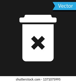 White Trash can icon isolated on black background. Delete icon.  