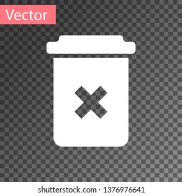 White Trash can icon isolated on transparent background. Delete icon. Garbage bin sign. Recycle basket icon. Office trash icon. Vector Illustration
