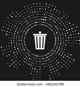 White Trash can icon isolated on grey background. Garbage bin sign. Recycle basket icon. Office trash icon. Abstract circle random dots. Vector Illustration