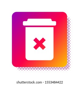 White Trash can icon isolated on white background. Delete icon. Garbage bin sign. Recycle basket icon. Office trash icon. Square color button. Vector Illustration