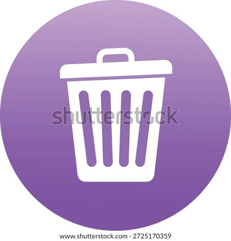 White trash can on a purple gradient circle background waste delete