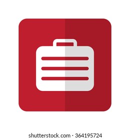 White Travel Case flat icon on red rounded square on white