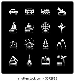 white travel icons