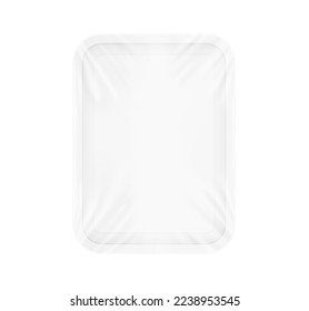 White tray container mockup. Vector illustration isolated on white background. Layered template file easy to use for your promo product. EPS10.