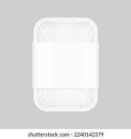 White tray container mockup. Vector illustration. Layered template file easy to use for your promo product. EPS10.