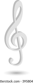 white treble clef, the notes music, on a white background vector