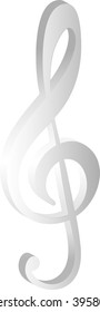 white treble clef, the notes music, on a white background vector