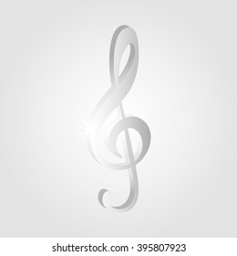white treble clef, the notes music, on a grey background vector