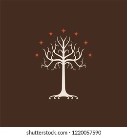 White Tree of Gondor. Isolated on brown background svg