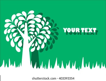 white tree with green background for graphic design